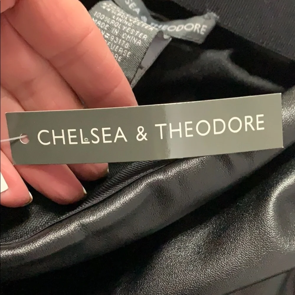 Chelsea & Theodore Faux Leather Detail Skirt-10